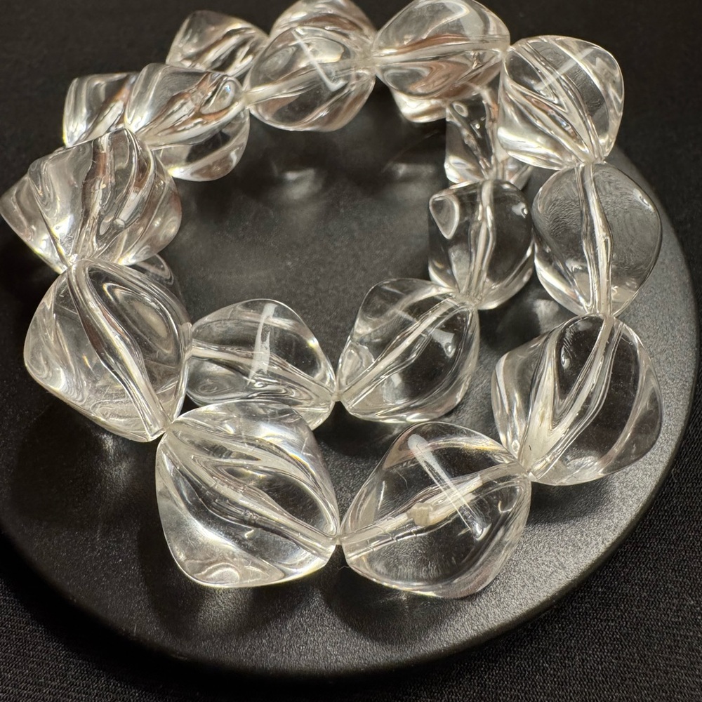 Two Chunky Clear Beaded Bracelets - image 7